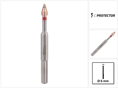 Produktbild von Alpen C Protector Spezialbohrer Feinsteinzeug Fliesenbohrer 6,0 x 105 mm