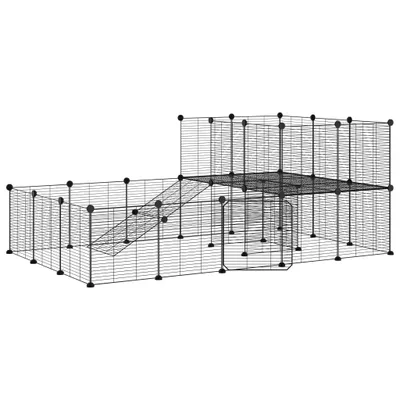 Produktbild von 36-tlg. Haustierkäfig mit Tür Schwarz 35x35 cm Stahl