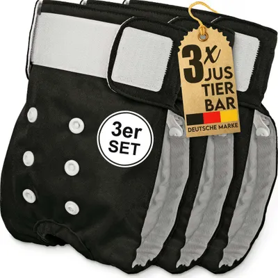 Produktbild von HUND IST KÖNIG® Windeln für Hündinnen [3 Stk], L (Taille 50-65 cm), saugstarke Windeln, 3-Fach justierbar für festen Sitz