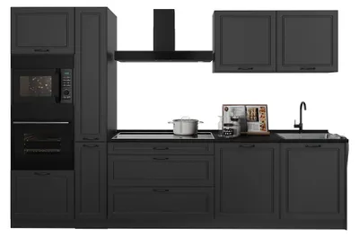 Immagine prodotto di Cucina componibile Vicco R-Line Antracite country/Antracite 310 cm piano di lavoro Marmo, Model 67936