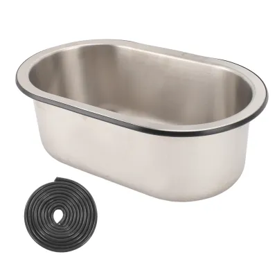 Obrázek produktu pro Barový dřez z nerezové oceli 304, oválný dřez s odtokovým otvorem 40 mm pro loď, karavan, obytný vůz, karavan, 34,3 x 20,3 x 13,2 cm