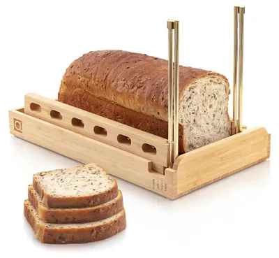 Bambus-Brotschneidemaschine, 16,5 cm, 4 Dicken, inkl. Krümellade