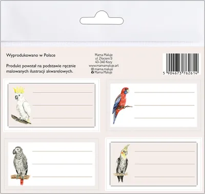 Produktbild von Naklejki Papugi na zeszyty 8 sztuk