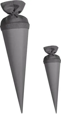 Produktbild von itenga Bastelschultüte 70cm und Geschwister 35cm mit Filzverschluss GRAU Set
