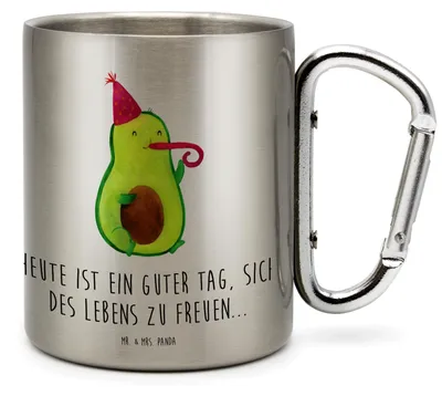 Produktbild von Mr. & Mrs. Panda Becher Aus Edelstahl Avocado Feier - Transparent - Geschenk, Teetasse, Tröte, Edelstahlbecher, Party, Karabiner, Thermobecher, Gute Laune, Fete