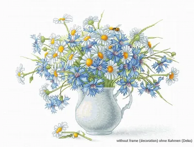 Produktbild von Luca-S Kreuzstich Set "Kornblumen und Gänseblümchen", Zählmuster, 24,5x20cm