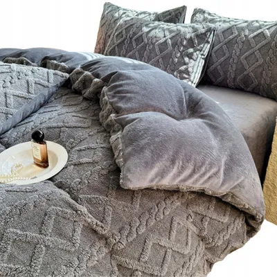 Produktbild von Bettwäsche Set aus Fleece - 160x200 cm - Warme Winterbettwäsche - Grau