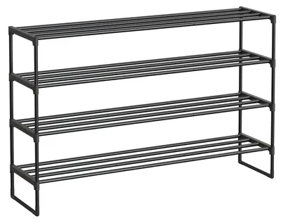 Produktbild von SONGMICS Schuhregal, für bis 25-30 Paar Schuhe, Metall, 4 Ebenen – Größe 4 Ebenen (117 cm), Schwarz