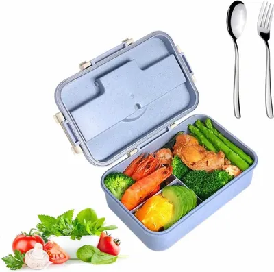 Obrázok produktu pre Lunchbox Picknick,Lunchbox Kinder,Brotbox Kinder,Lunchbox mit Fächern,Brotdose Kinder,Lunchbox Box für Kinder，Blau