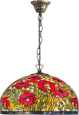 Casa Padrino Tiffany Hängeleuchte Mehrfarbig Ø 50 x H. 95 cm - Handgefertigte Tiffany Hängelampe aus 1221 Teilen