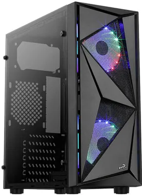 Produktbild von Aerocool Glider Tempered Glass, PC, Schwarz, ATX, micro ATX, Mini-ITX, Acrylnitril-Butadien-Styrol (ABS), SPCC, Stahl, Gaming, 15,7 cm
