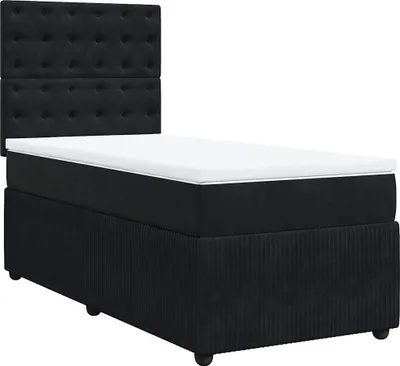 Produktbild von vidaXL Boxspringbett mit Matratze Schwarz 90x190 cm Samt