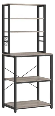 Produktbild von Küchenregal stehend industriell grau-schwarzer Spanplattenstahl 40 x 60 x 167 cm