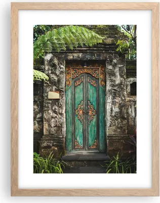 Produktbild von Gerahmtes Poster - Rahmen in heller Eiche - Tor Tür Grün - 30x40 cm - Wand Bild - Wanddeko - Wandbilder - Kunstposter - Wandposter - Bilderrahmen - Bilder - Kunstdruck - P2NPA30x40-5078