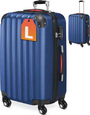 Image de Valise rigide L bleu 4 roues 360° Bagage en plastique ABS Poignée télescopique Cadenas à combinaison