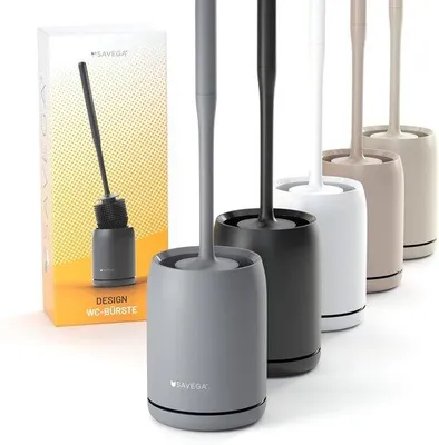 Produktbild von WC-Bürste, Grau, Silikon – Hygienische Toilettenbürste, Wandmontage ohne Bohren – Moderne Toilettenbürstenhalterung für das Badezimmer – Langlebig