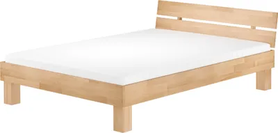 Produktbild von Doppelbett 140x200 Futonbett Bettrahmen Buchebett natur massiv Gästebett Zubehör wählbar V-60.80-14Rollrost und Matratze inkl.