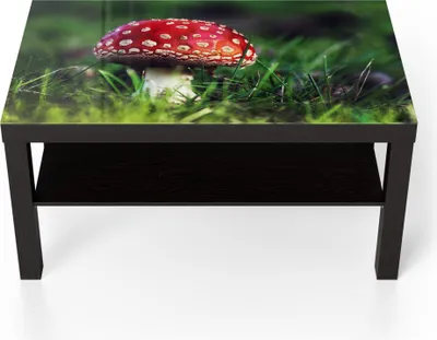 Produktbild von DEQORI Couchtisch 90x55 cm Schwarz 'Roter Waldjuwel' Glas Beistelltisch Glastisch modern