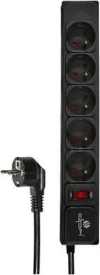 Image de Barre de protection avec interrupteur, 5 prises, noir, 1,5 m