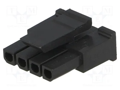 Image de 2 connecteurs femelles de 3 mm, pour câble de 3,0 mm, plat. Broche : 4. Référence : 43645-0400. Connecteur à verrouillage