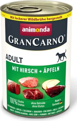 Zdjęcie produktu dla Animonda GranCarno Original Adult Rind Hirsch Apfel Wołowina, Jeleń + Jabłko puszka 400g