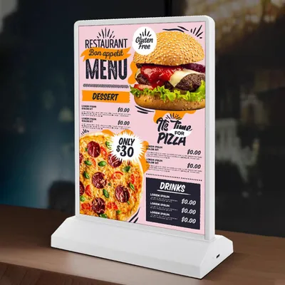 Produktbild von Doppelseitige LED-Leuchtbox, beleuchtetes Werbedisplay für Geschäfte und Restaurants mit Netzteil, A4, Weiß【SMZA-6941】