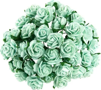 Produktbild von ROSEN Geöffnete 20 mm 50Stk. Scrapbooking Maulbeerpapier Blumen pastell hellgrün