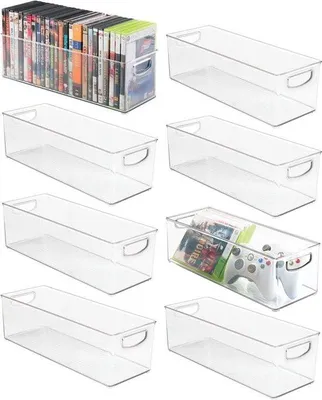 Image de Boîtes de rangement transparentes pour le bureau, la salle de bain et la cuisine, empilables, lot de 8