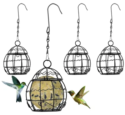 Productafbeelding van Mezenbolhouder vogelvoederstation - Metaal - Zwart - 4 stuks