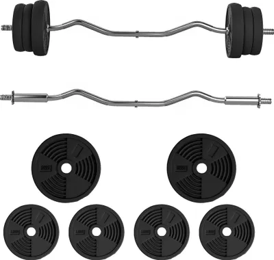Image de SPORTNOW Ensemble d'haltères 25 kg total, barre d'haltère avec disques de poids 5 kg et 2,5 kg, barre longue, avec poignée antidérapante, exercices de fitness entraînement à la maison et gym, noir