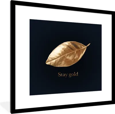 Produktbild von MuchoWow® MuchoWow® Gerahmtes Poster Blatt - Gold - Zitate 40x40 cm - Poster mit zchwarzem Bilderrahmen - Poster - Plakat im Rahmen