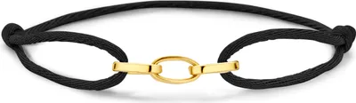 Produktbild von Neu Bling 9NBG-0787 Satinarmband mit 14 Karat Gliedern - Gold - 14krt - Verstellbar - 15 bis 22cm - Schwarz