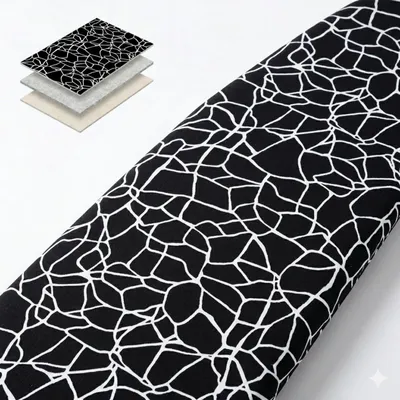 Bügelbrettbezug 125x45 cm, elastisch, 6 mm Filz, schwarz/weiß