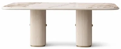 Produktbild von Elegante Esstisch: Tisch mit Marmortop und eleganten Säulenbeinen