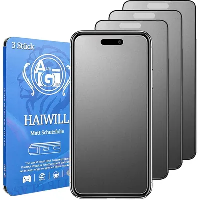 Obrázek produktu pro Ochranná fólie matná pro iPhone 16 Pro 6,3" – ochrana displeje s matným povrchem, proti otiskům prstů a odleskům, tvrzené sklo 9H, 3 kusy, průhledná