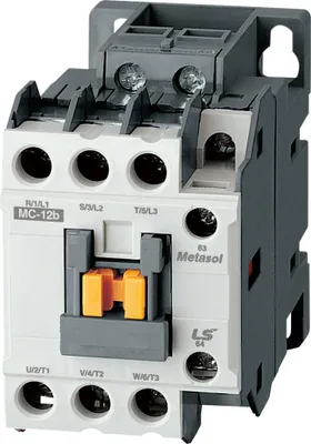 Obrázek produktu pro 22 A, 11 kW, 3pólový výkonový stykač s cívkou 24 V DC. standardně pomocné kontakty 1a1b.