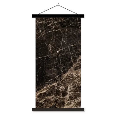 Produktbild von MuchoWow® Textilposter Marmor - Luxus - Schwarz 60x120 cm mit schwarzem Rahmen - Magnete