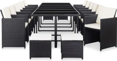 Produktbild von vidaXL 17-tlg. Garten-Essgruppe mit Auflagen Poly Rattan Schwarz