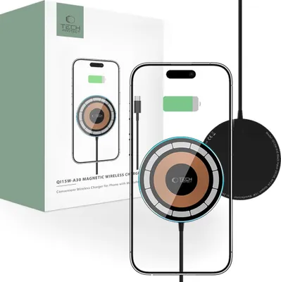 Obrázek produktu pro Tech-Protect Qi15W-A30 Magnetická Magsafe Bezdrátová Nabíječka Černá