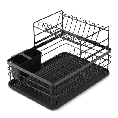 Produktbild von Abtropfgestell Geschirr Geschirrabtropfgestell Geschirrständer Küchen Geschirrtrockner mit Besteckhalter 43x32cm