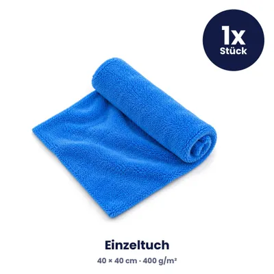 Produktbild von Mikrofasertuch Auto Korallenfleece 40 x 40 cm, 400 g/m² – weiches Poliertuch & Trockentuch für Lack, Scheiben & Innenraum – Blau, 1 Stück
