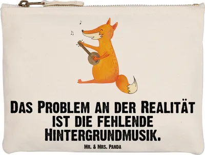 Produktbild von Mr. & Mrs. Panda Kulturtasche Fuchs Gitarre Grösse XL Große - Weiß - Geschenk, Etui, Sänger, Baumwolltasche, toiletry bag, Federmappe, Kulturbeutel, Musik, Optimistisch