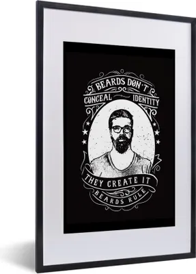 Produktbild von MuchoWow® MuchoWow® Gerahmtes Poster Mancave - Männer - Bart - Retro 40x60 cm - Poster mit zchwarzem Bilderrahmen - Poster in Rahmen