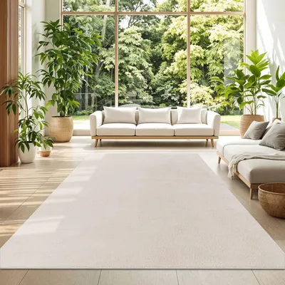 Produktbild von TT Home Wohnzimmer Teppich Kurzflor Anti-Rutsch Rückseite Unifarben Modern Waschbar Größe 300x400 cm