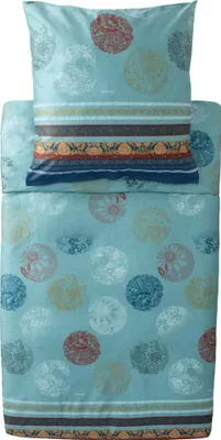 Produktbild von Bassetti Satin-Bettwäsche-Garnitur FLORENCE Farbe TURCHESE T1 Größe 135x200+80x80