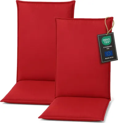Produktbild von Pillows24 Sitzkissen Stuhl Outdoor - 120x50x8 cm / Rot – Kissen, Stuhlsitzkissen, Sitzpolster für Gartenmöbel, Gartenstuhl