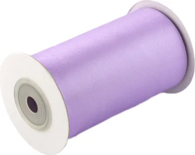 100mm breites, 10m langes, einseitig glänzendes fliederfarbenes Satinband auf Rolle. Perfekt für Bastelprojekte und Geschenkverpackungen