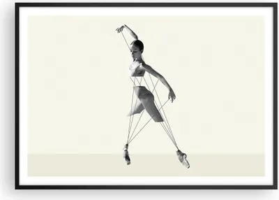 Produktbild von Gerahmtes Poster - Schwarzer Rahmen - Surreal Ballerina Marionette - 100x70 cm - Wand Bild - Wanddeko - Wandbilder - Kunstposter - Wandposter - Bilderrahmen - Bilder - Kunstdruck - P2BAA100x70-4812