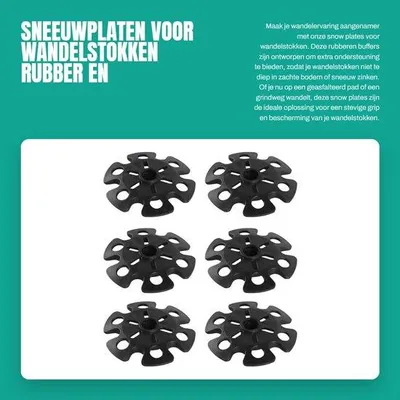 Productafbeelding van Wandelstoktips Rubber - Sneeuwplaten - Mandbescherming - Moddermanden - Slijtagebescherming - Zwart - 6 Stuks - Wandelstokbescherming