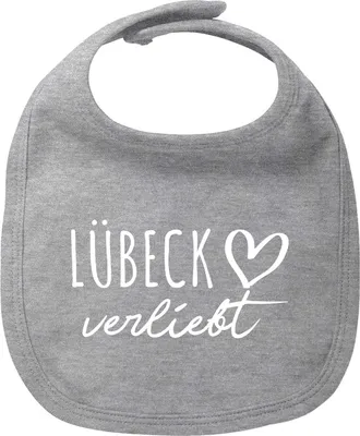 Produktbild von Huuraa Baby Lätzchen Lübeck verliebt Heather Grey Klettverschluss  Baumwolle Latz Geschenkidee